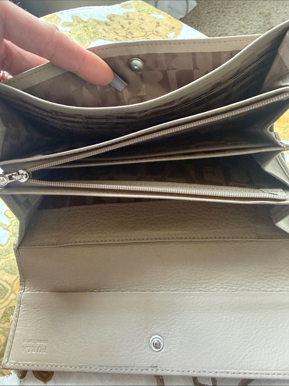 Furla Taupe Leather Accordion Wallet - Picture 2 of 4